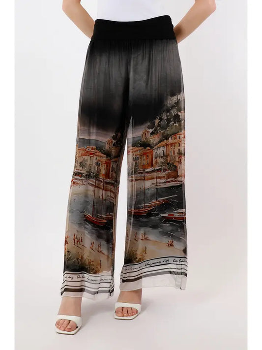 Riva Positano Wide Leg Silk Pant