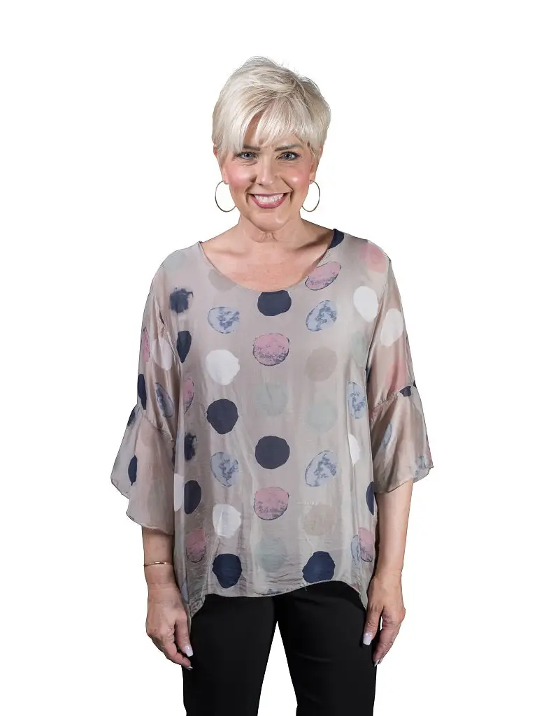 Martine Circle Flutter Cuff Sleeve Blouse