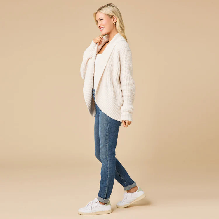 Waffle Marshmallow Cocoon Cardigan