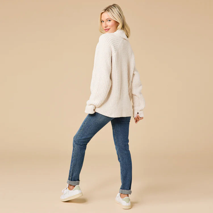 Waffle Marshmallow Cocoon Cardigan