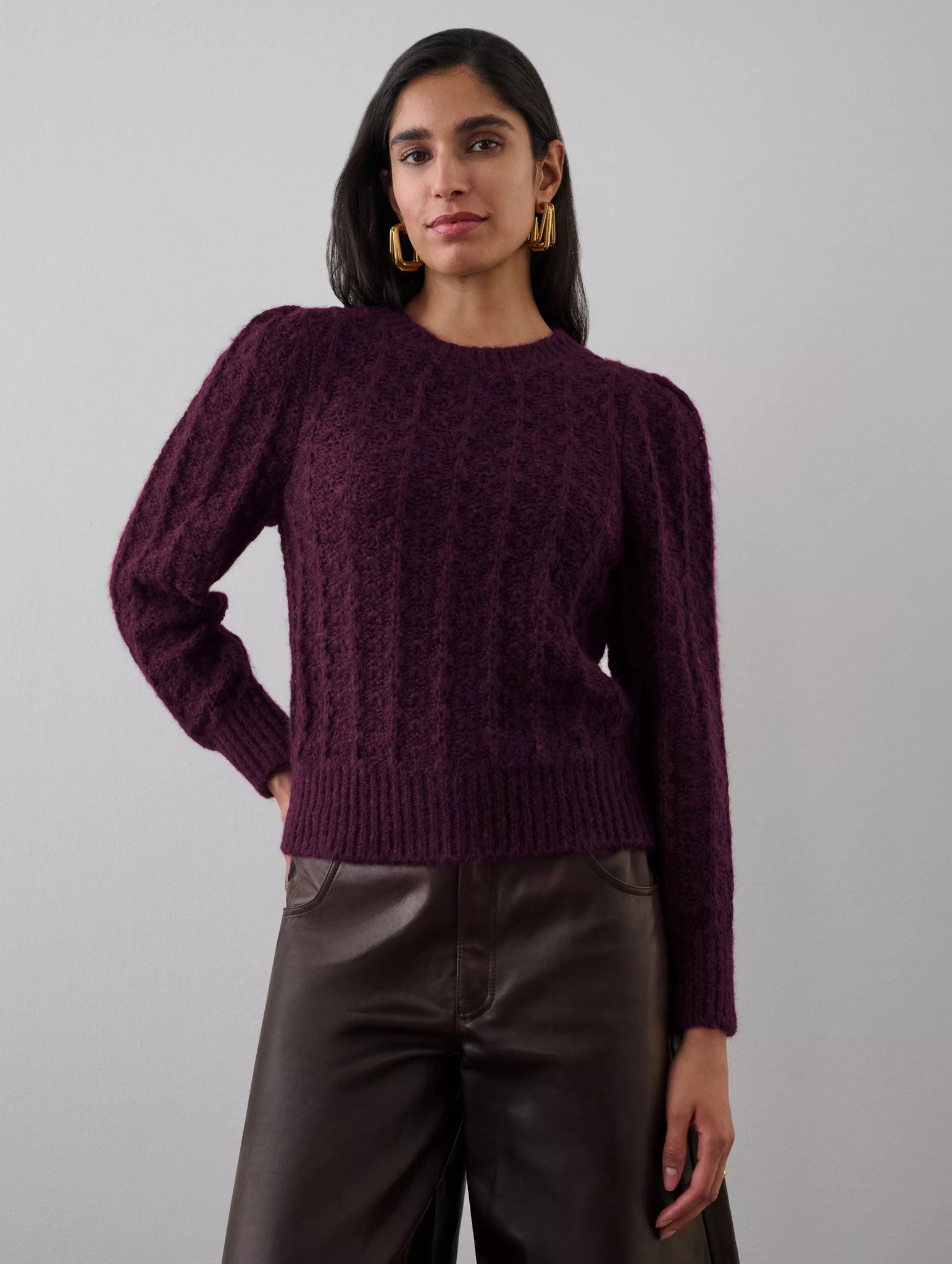 Pointelle Puff Sleeve Sweater