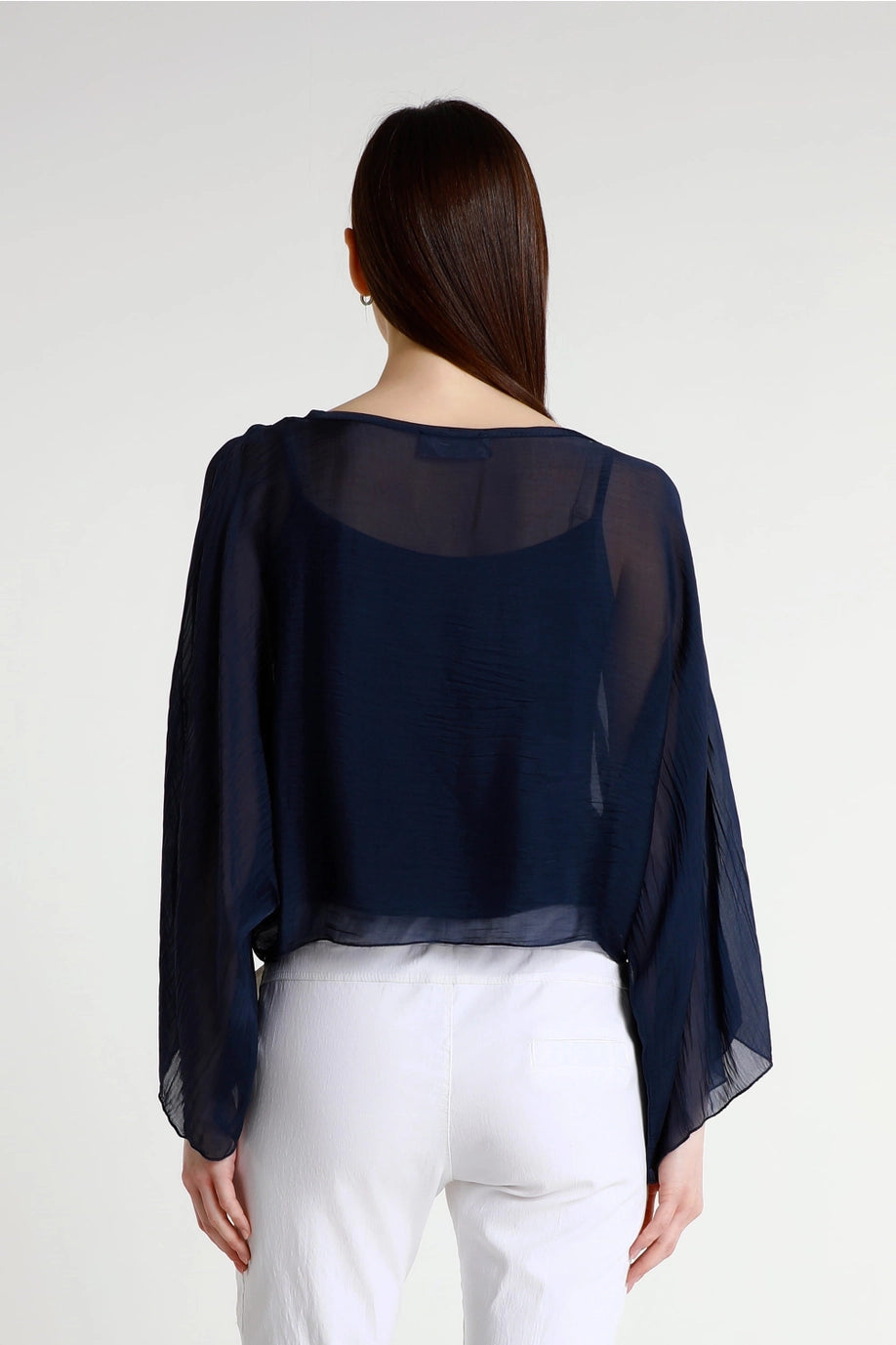 Sofita 3/4 Sleeve Cropped Silk Caftan