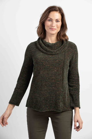 Tweedy Chenille Cowl Tunic - Forest