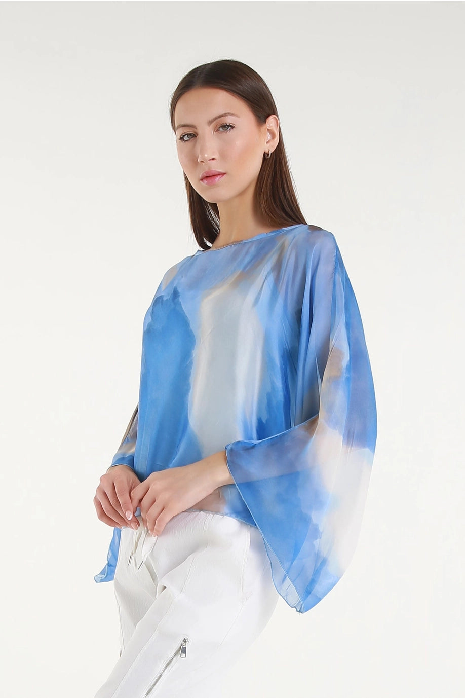Sofita Abstract Cropped Silk Kaftan