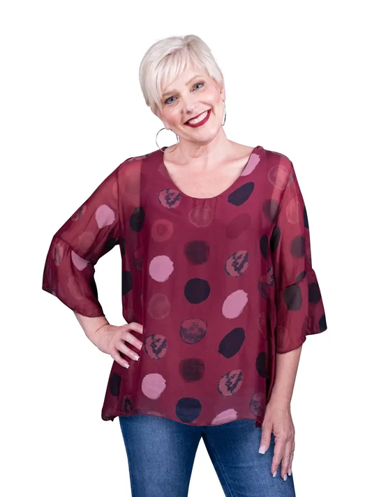 Martine Circle Flutter Cuff Sleeve Blouse