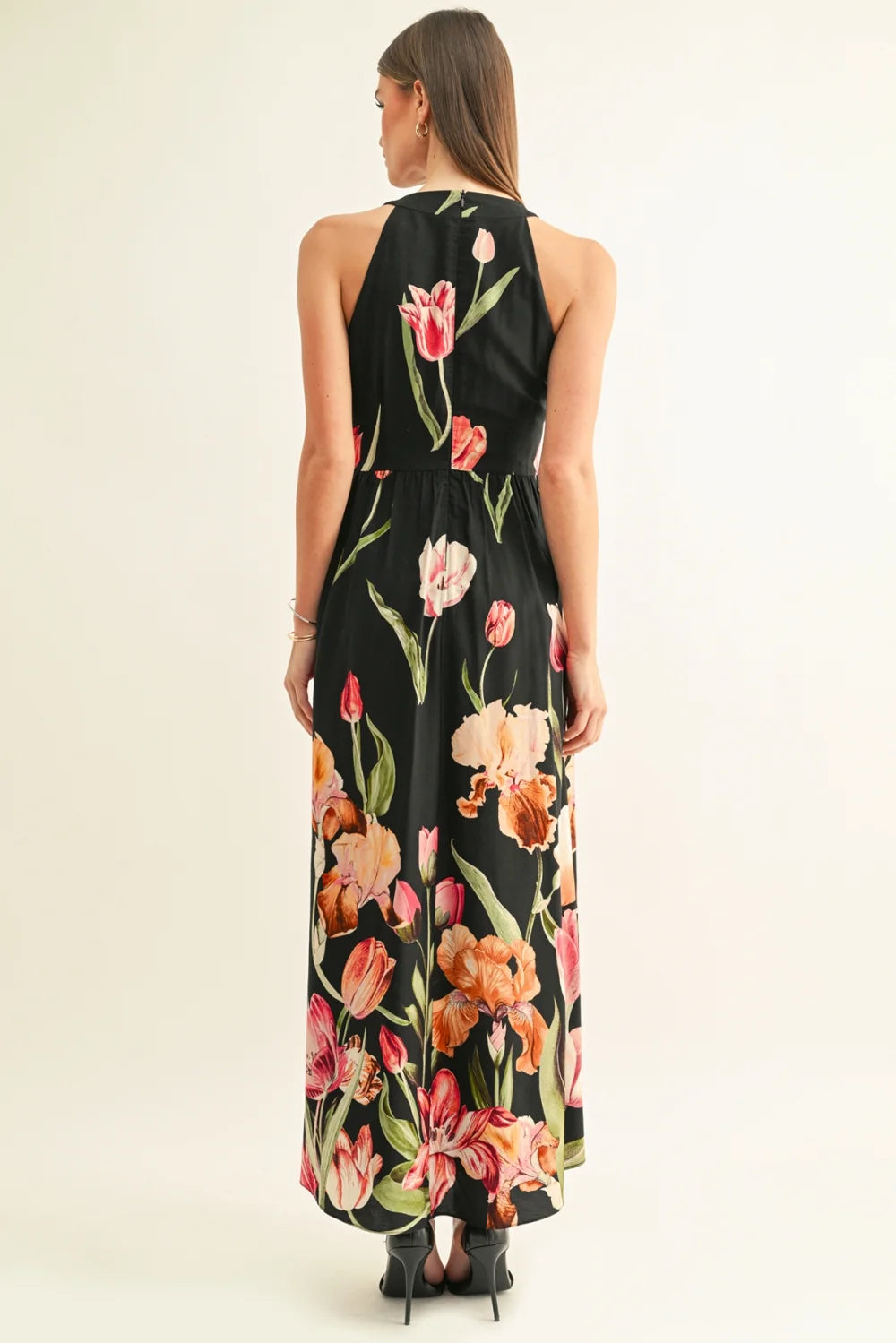 Aliyah Twister Halter High Low Maxi Dress