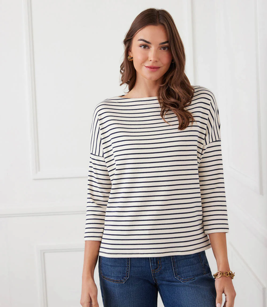3/4 Sleeve Boatneck Top