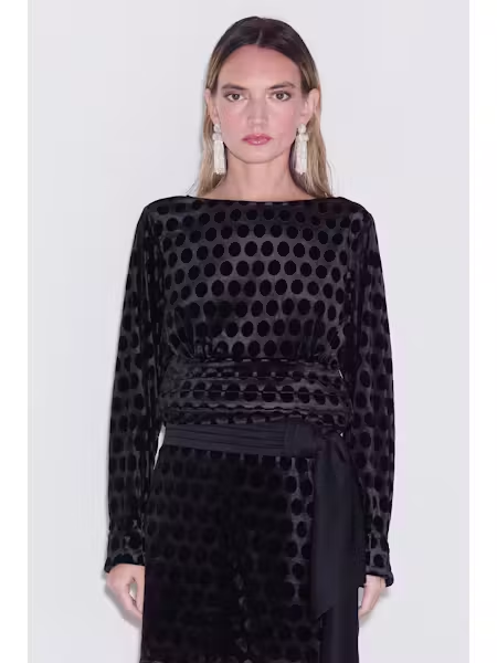 Fosi Polka Dot Velvet Top