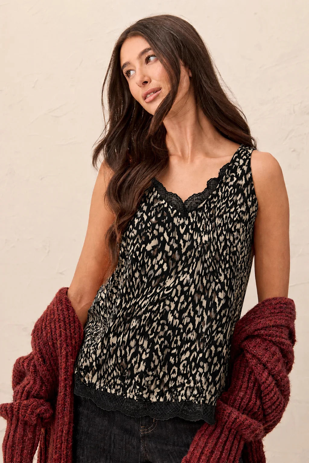 V-Neck Lace Trim Cami