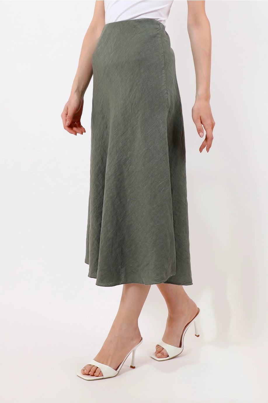 Masha Bias Cut Linen Skirt