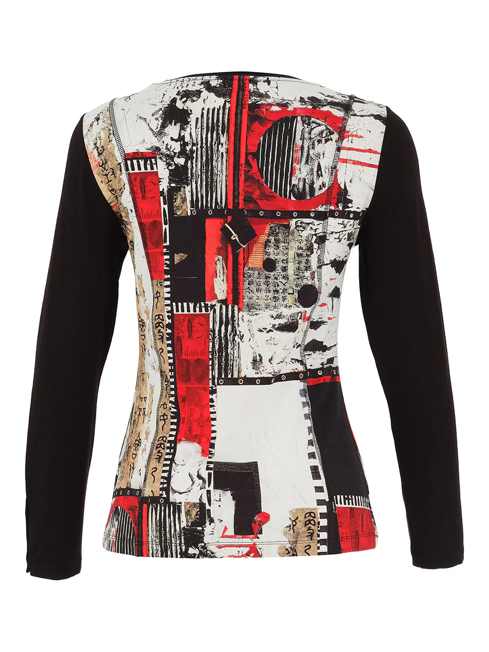 Abstract Patchwork Print Long Sleeve Top