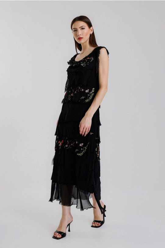 Embroidered Aleena Silk Maxi Dress