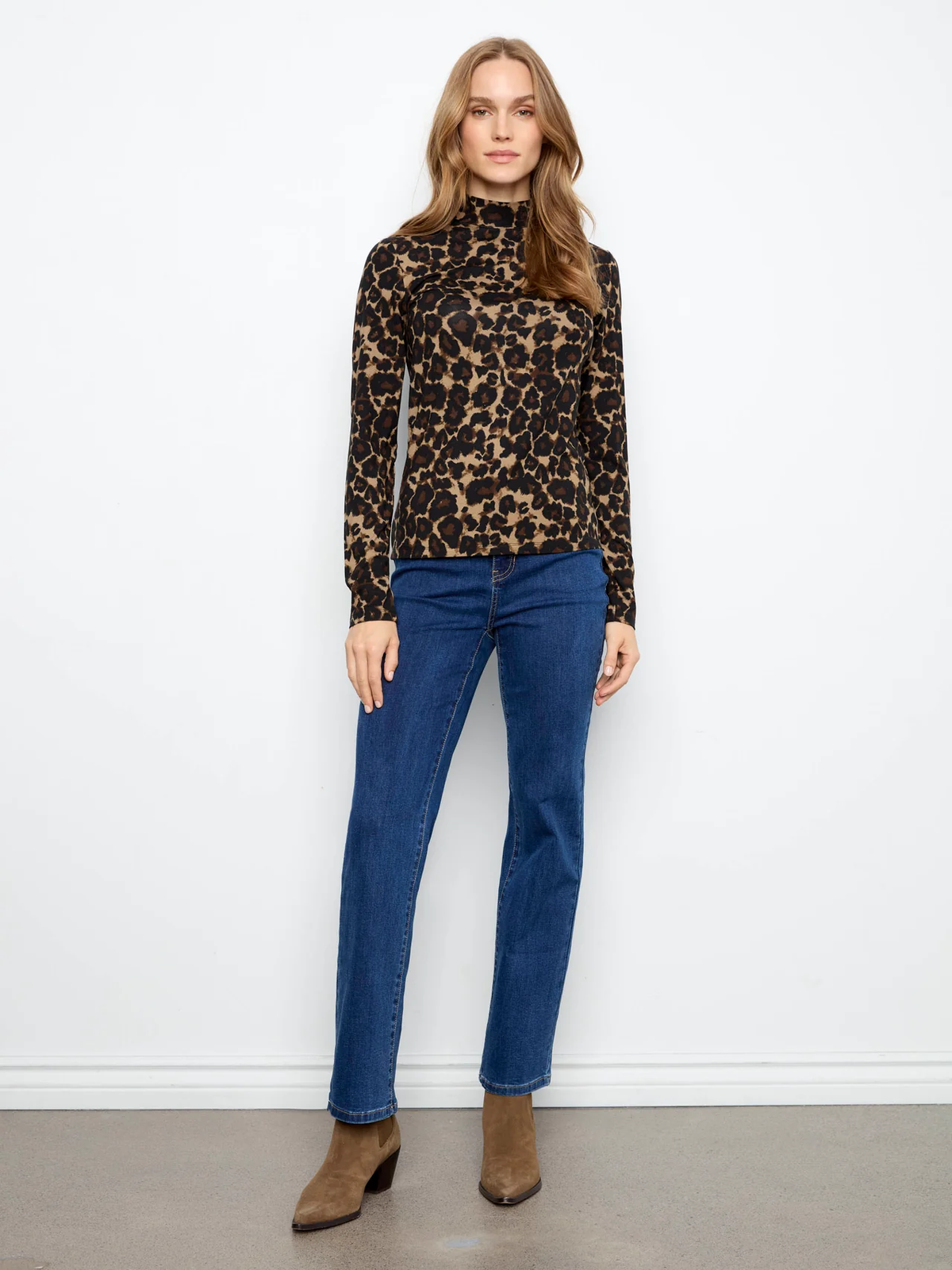 Animal Print Mock Neck