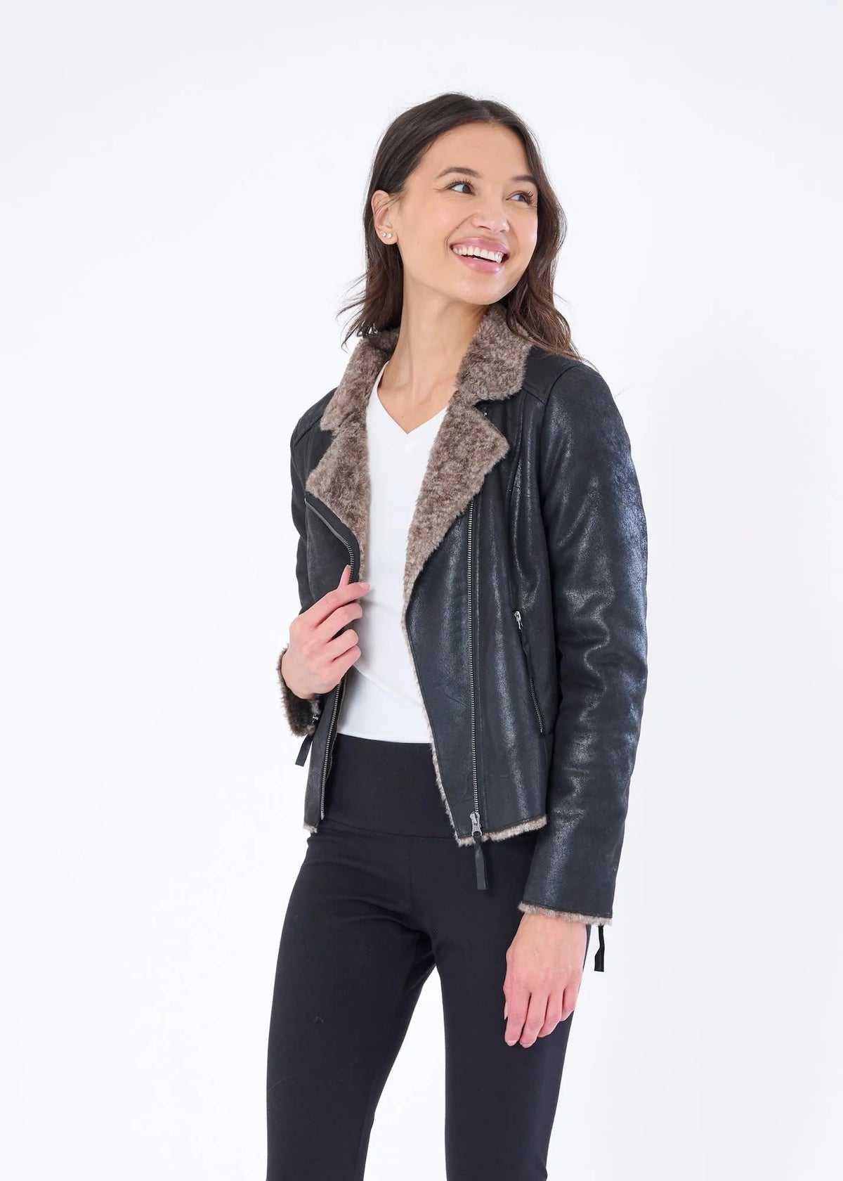Chinchilla Lined Moto Jacket