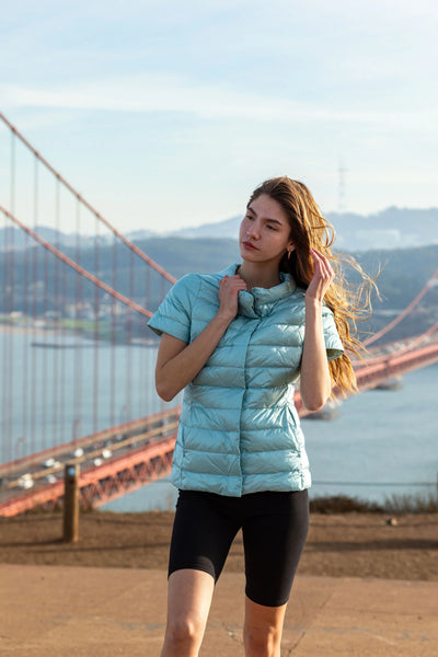 Short sleeve puffer coat hotsell