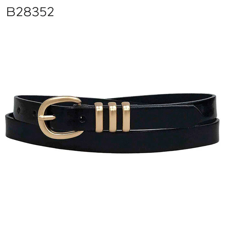 Italian Leather Belt - Black / Gold