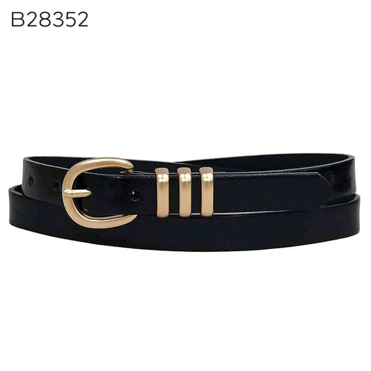 Italian Leather Belt - Black / Gold