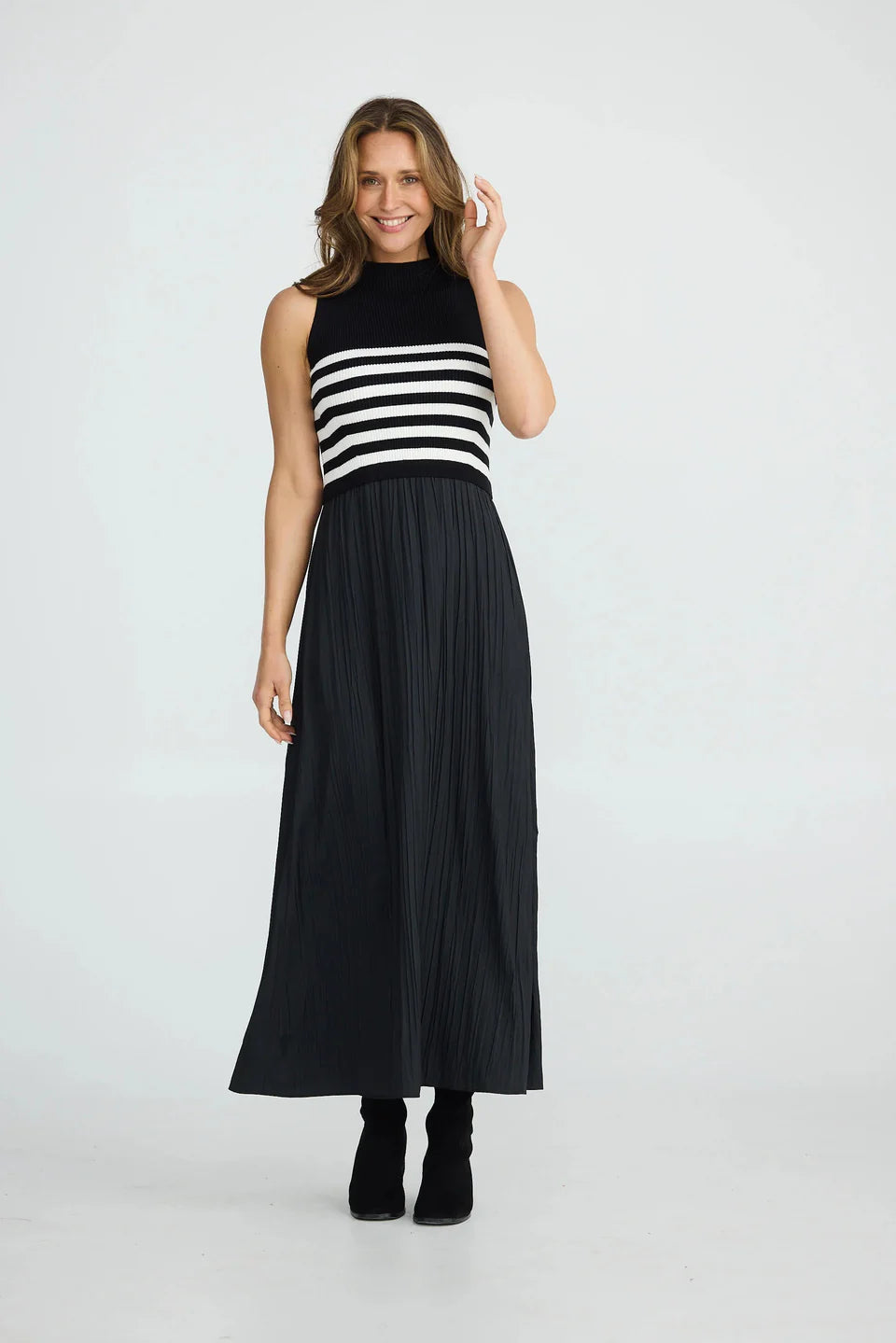 Gabriel Sleeveless Mixed Media Dress