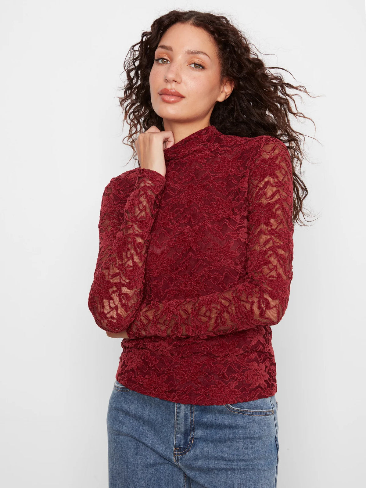Lace Mock Neck Top
