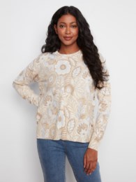 Printed Sweater with Side Buttons