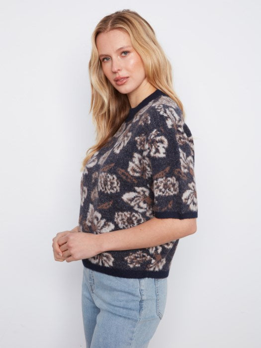 Elbow Sleeve Jacquard Sweater