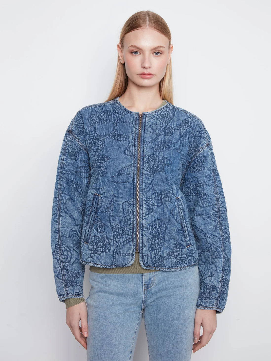 Quilted Denim Bomber Jacket