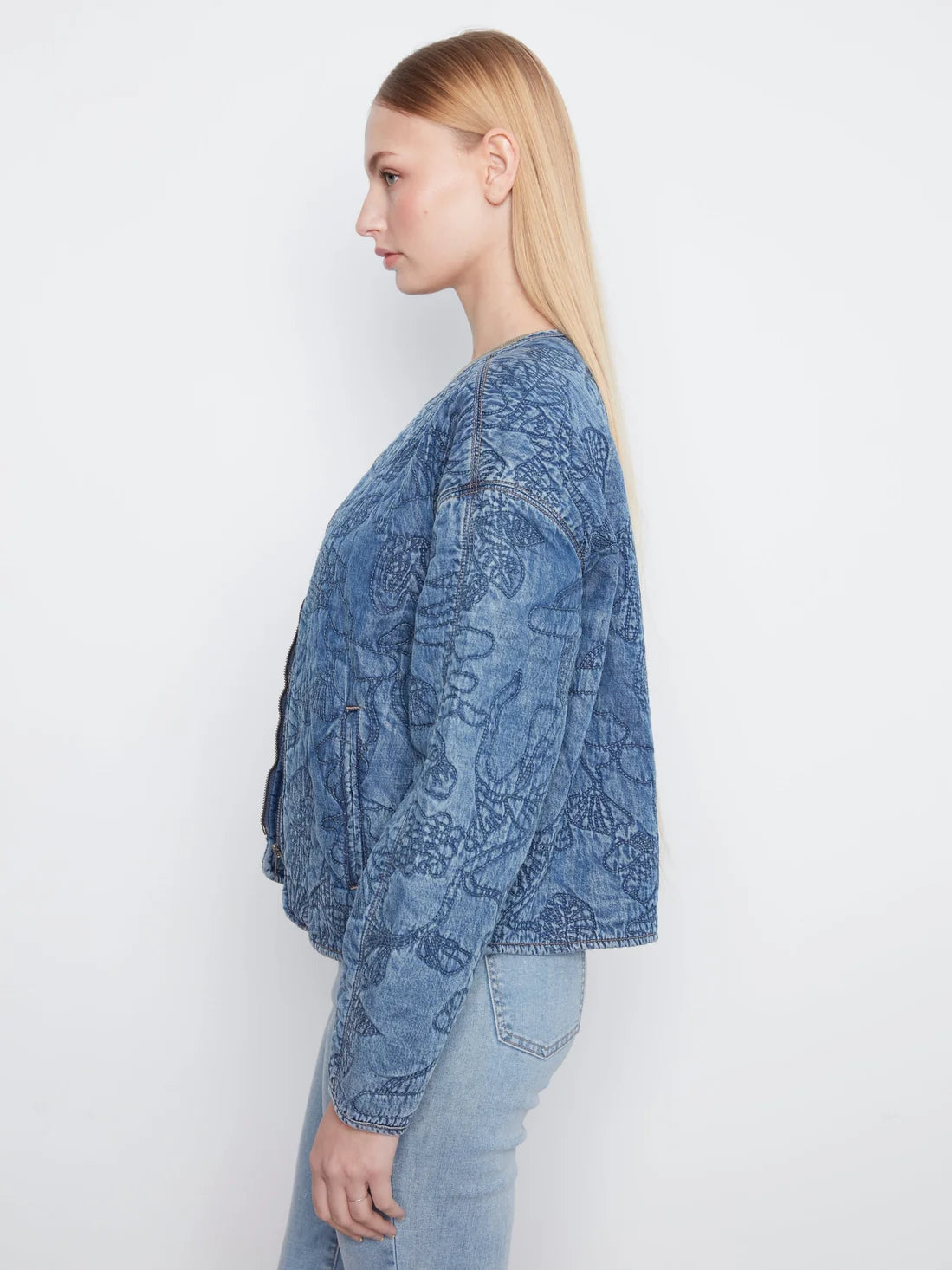 Quilted Denim Bomber Jacket