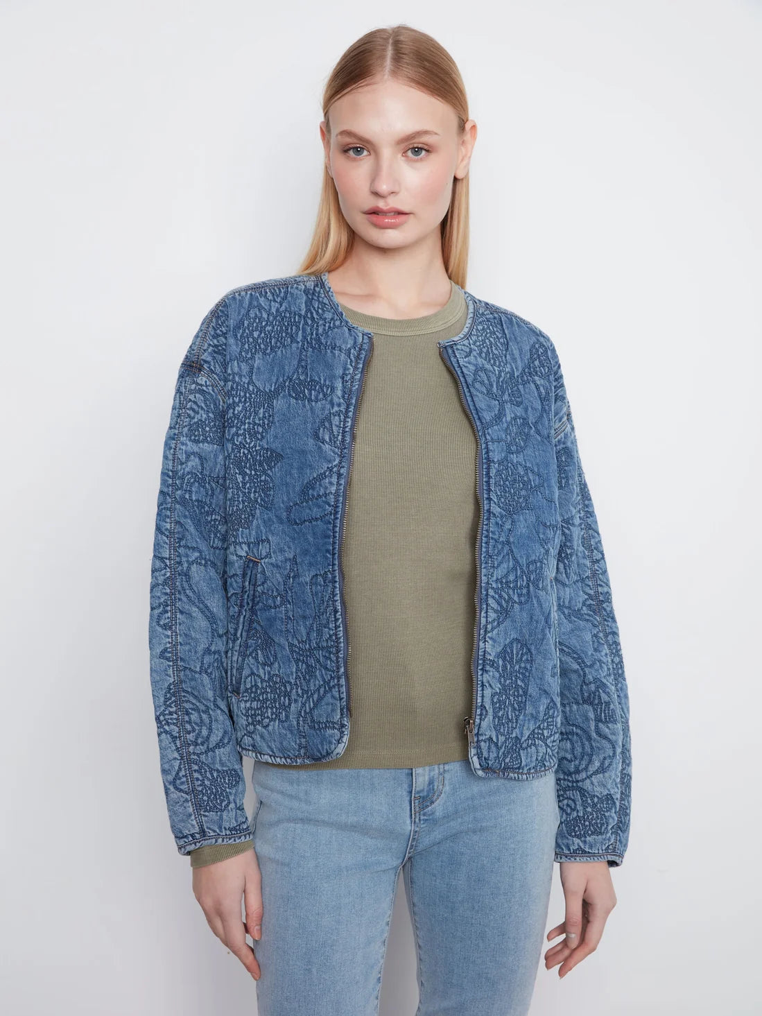 Quilted Denim Bomber Jacket