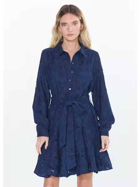 Serane Embroidered Lace Shirt  Dress