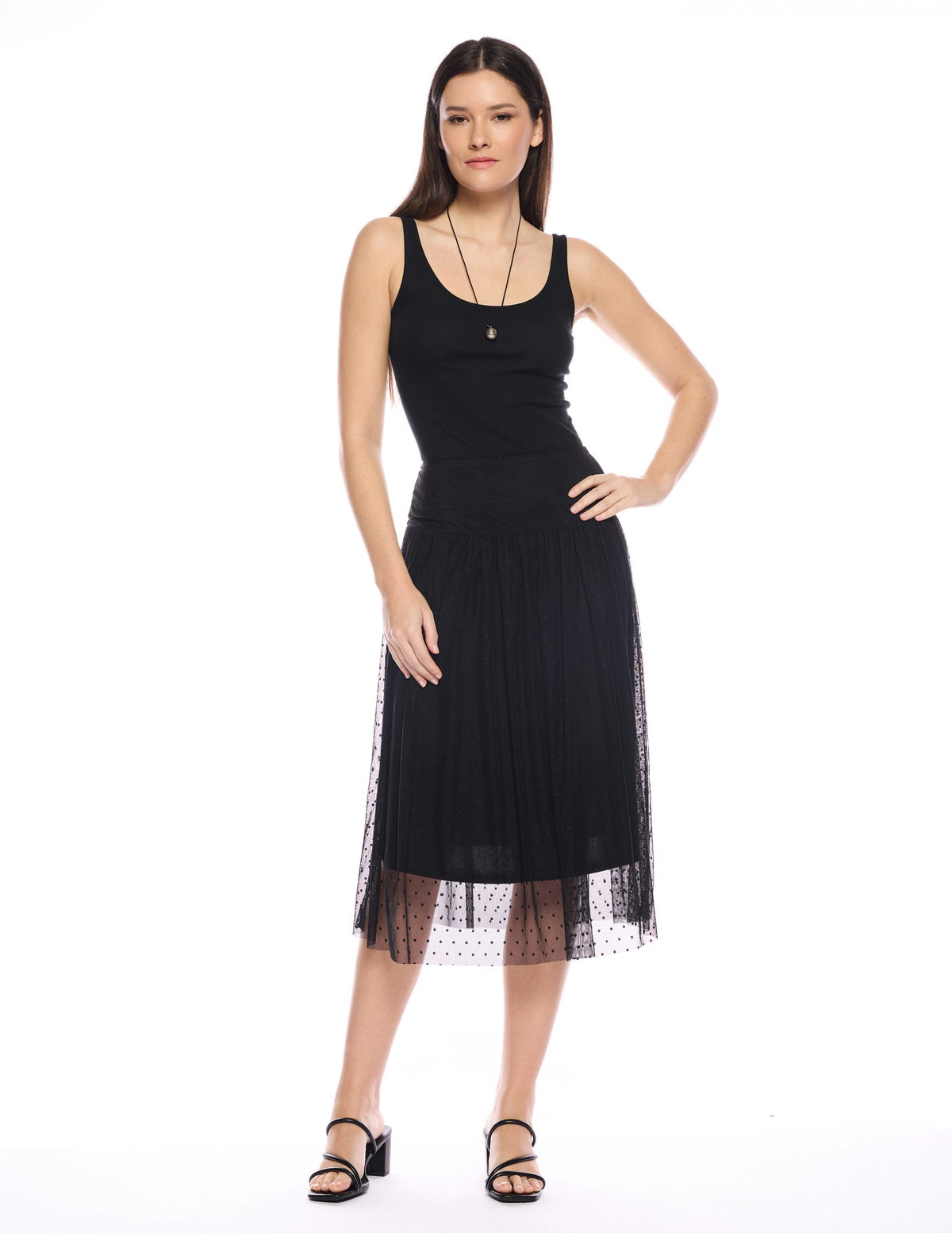 Dana Skirt in Black Mesh Dot