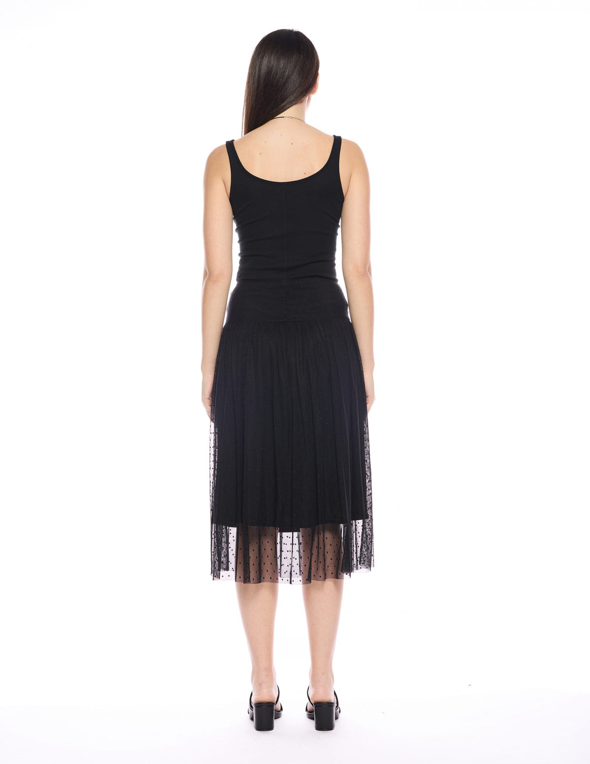 Dana Skirt in Black Mesh Dot