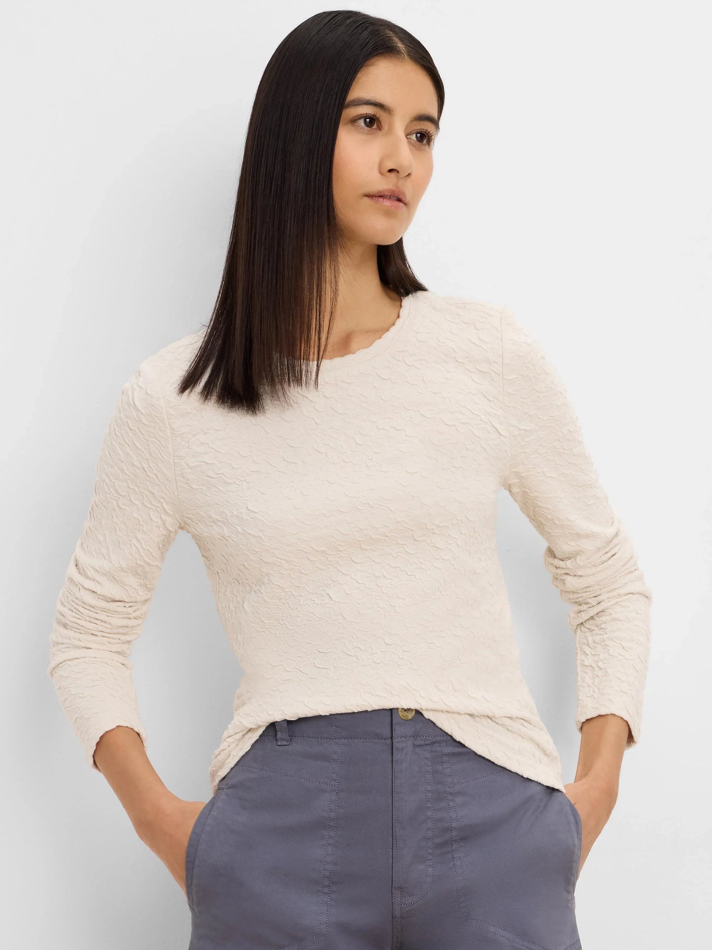 Crinkle Knit Textured Top