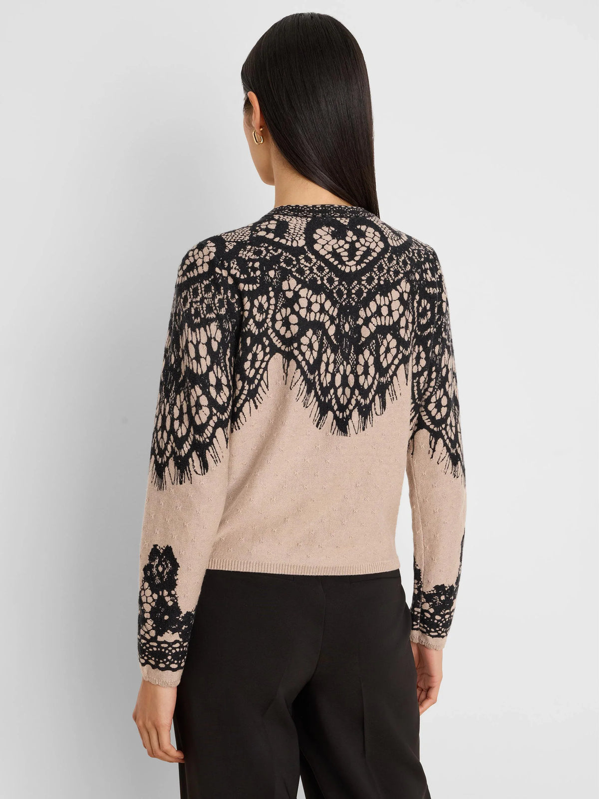 Placed Lace Print Cardigan