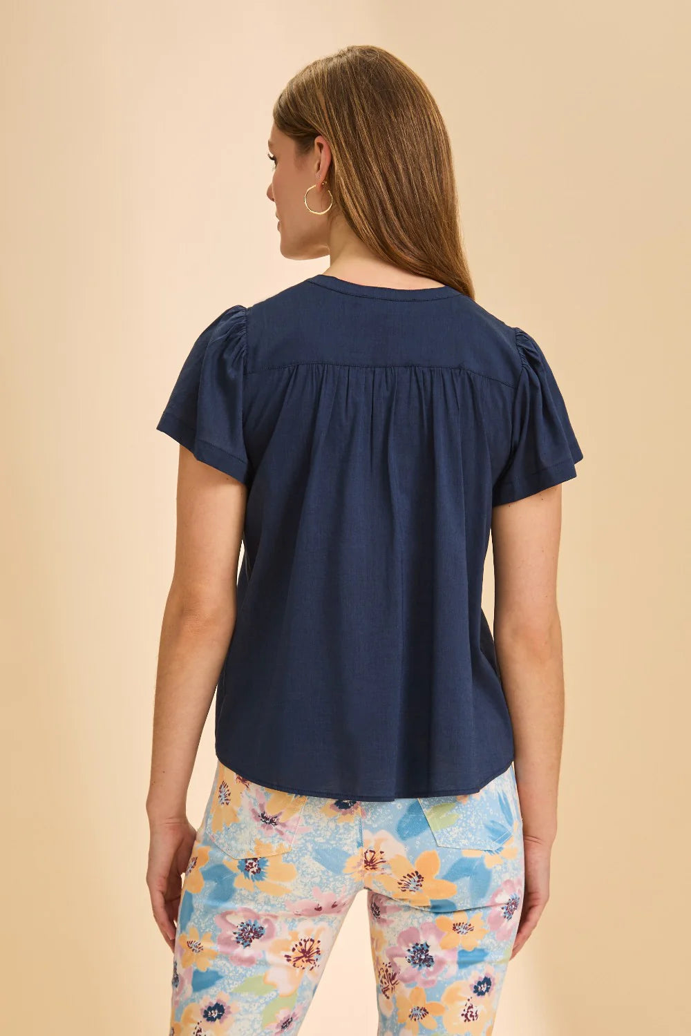 Flutter Sleeve V-Neck Blouse