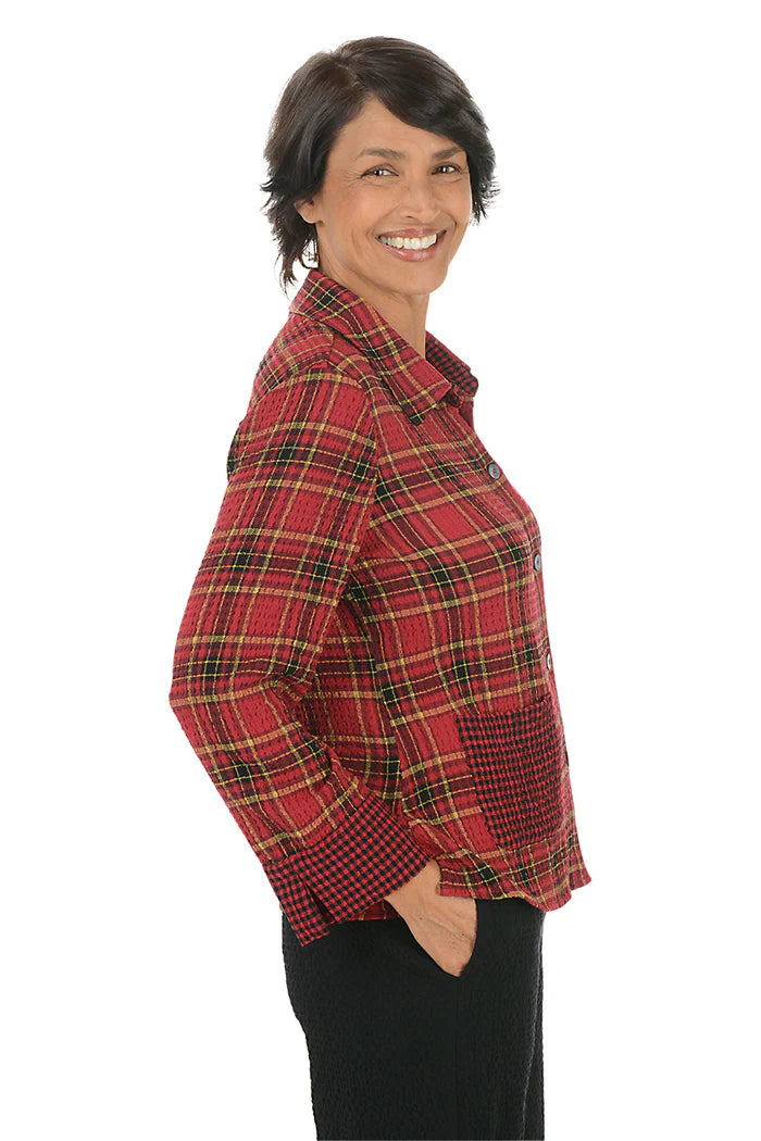 Girl Gone Plaid Mixed Pocket Shirt