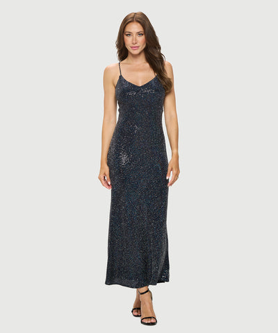 Sequin V-Neck Maxi Dress