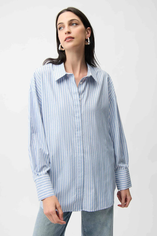Tencel Stripe Boxy Blouse