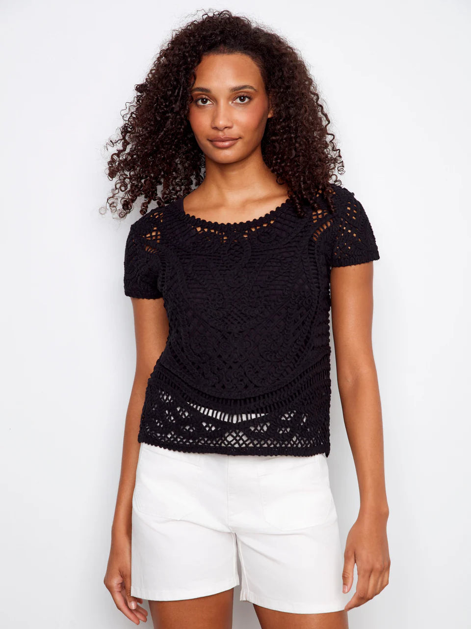Short Sleeve Reversible Crochet Sweater