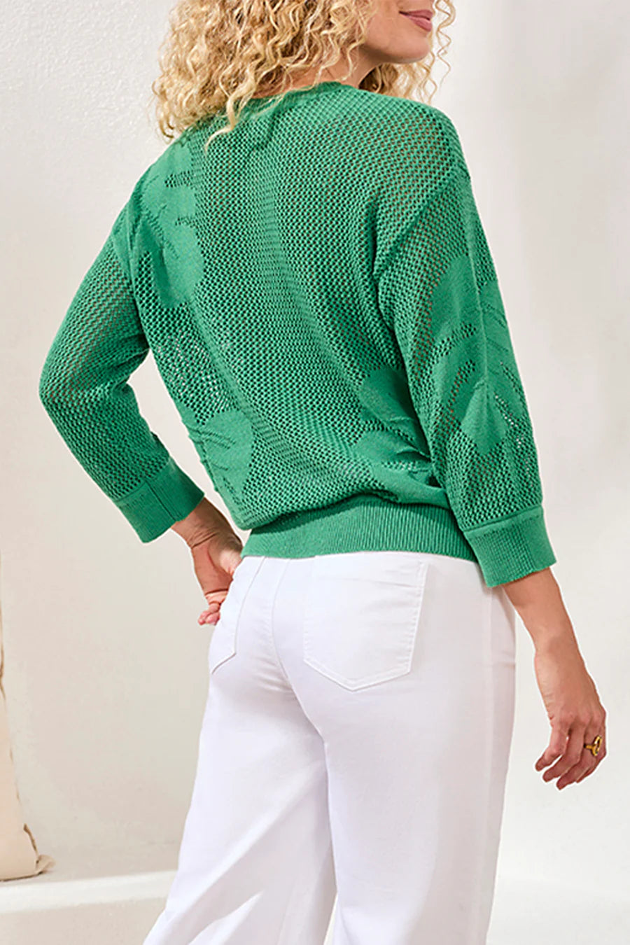 3/4 Sleeve Crew Neck Sweater