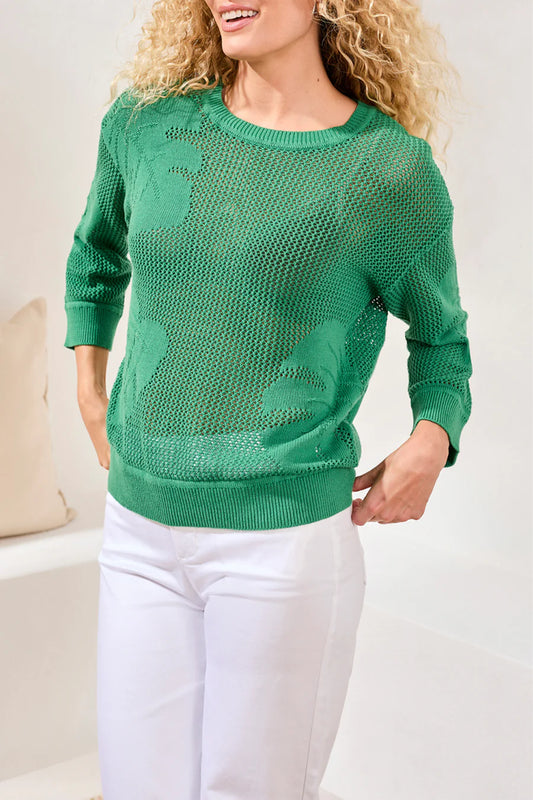 3/4 Sleeve Crew Neck Sweater