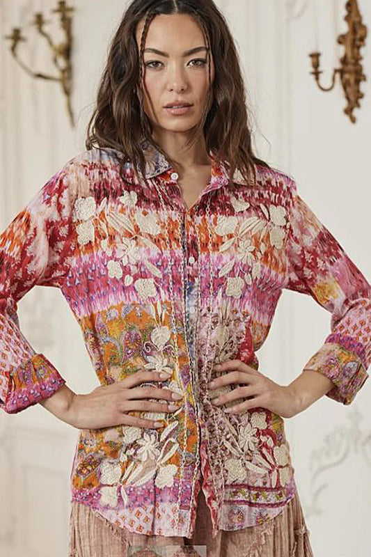 Embroidered Print Blouse