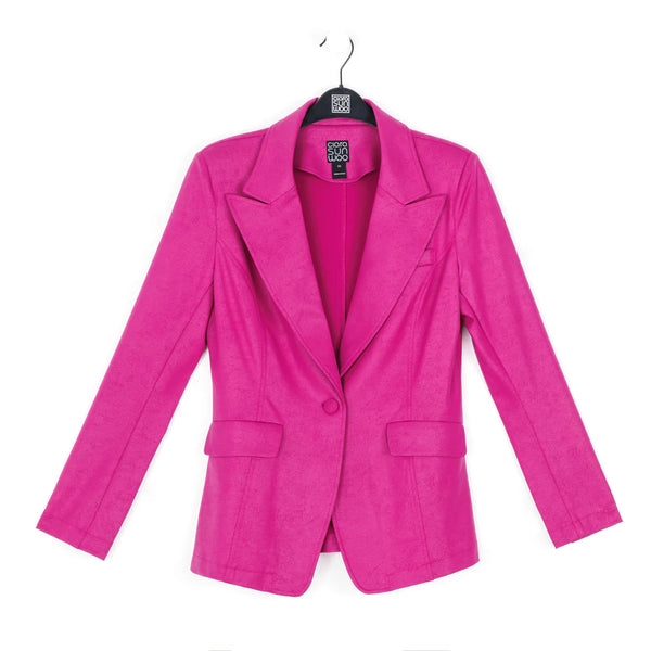 Liquid Leather Blazer - Magenta