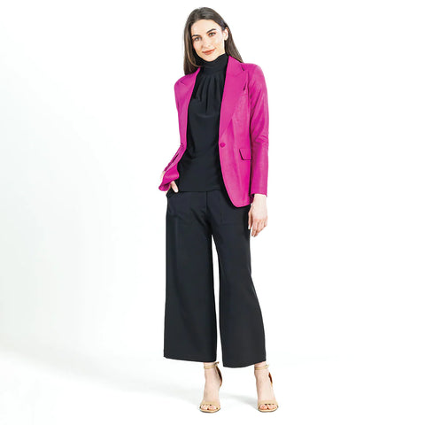 Liquid Leather Blazer - Magenta