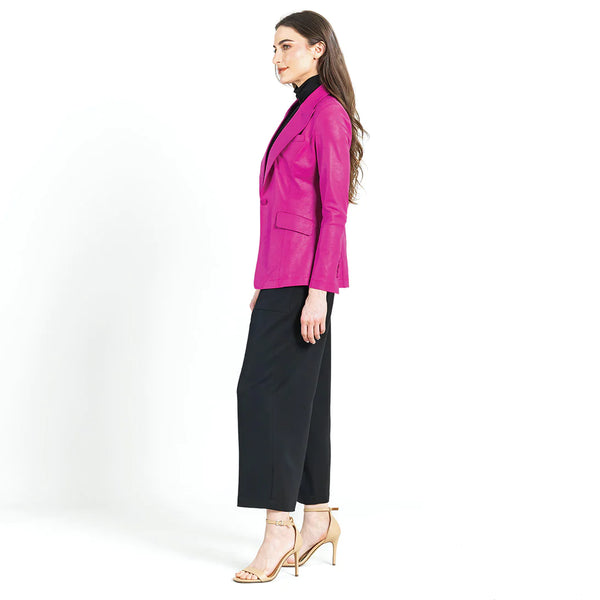 Liquid Leather Blazer - Magenta