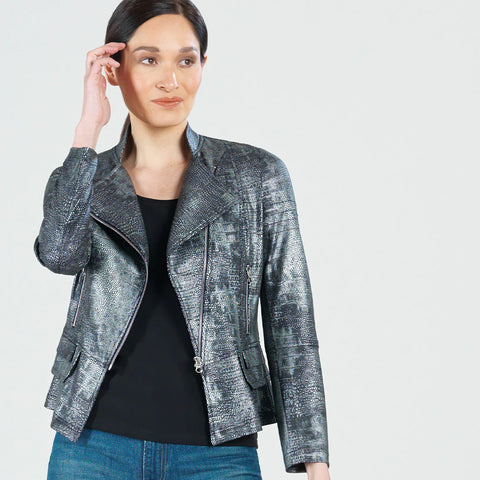 Liquid Leather Shimmer Biker Jacket