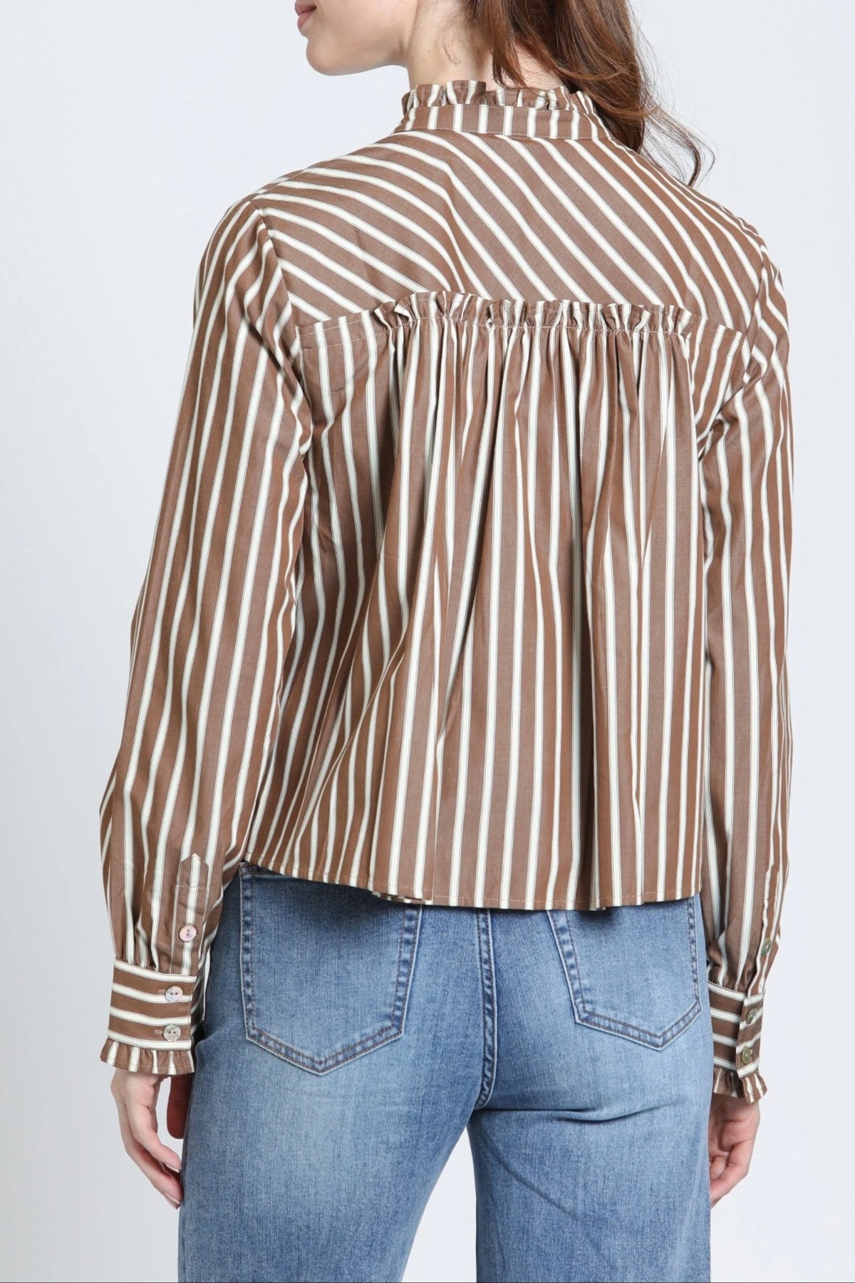 Cropped Shirt with Ruffle Detail