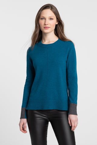 Cashmere Contrast Trim Crewneck