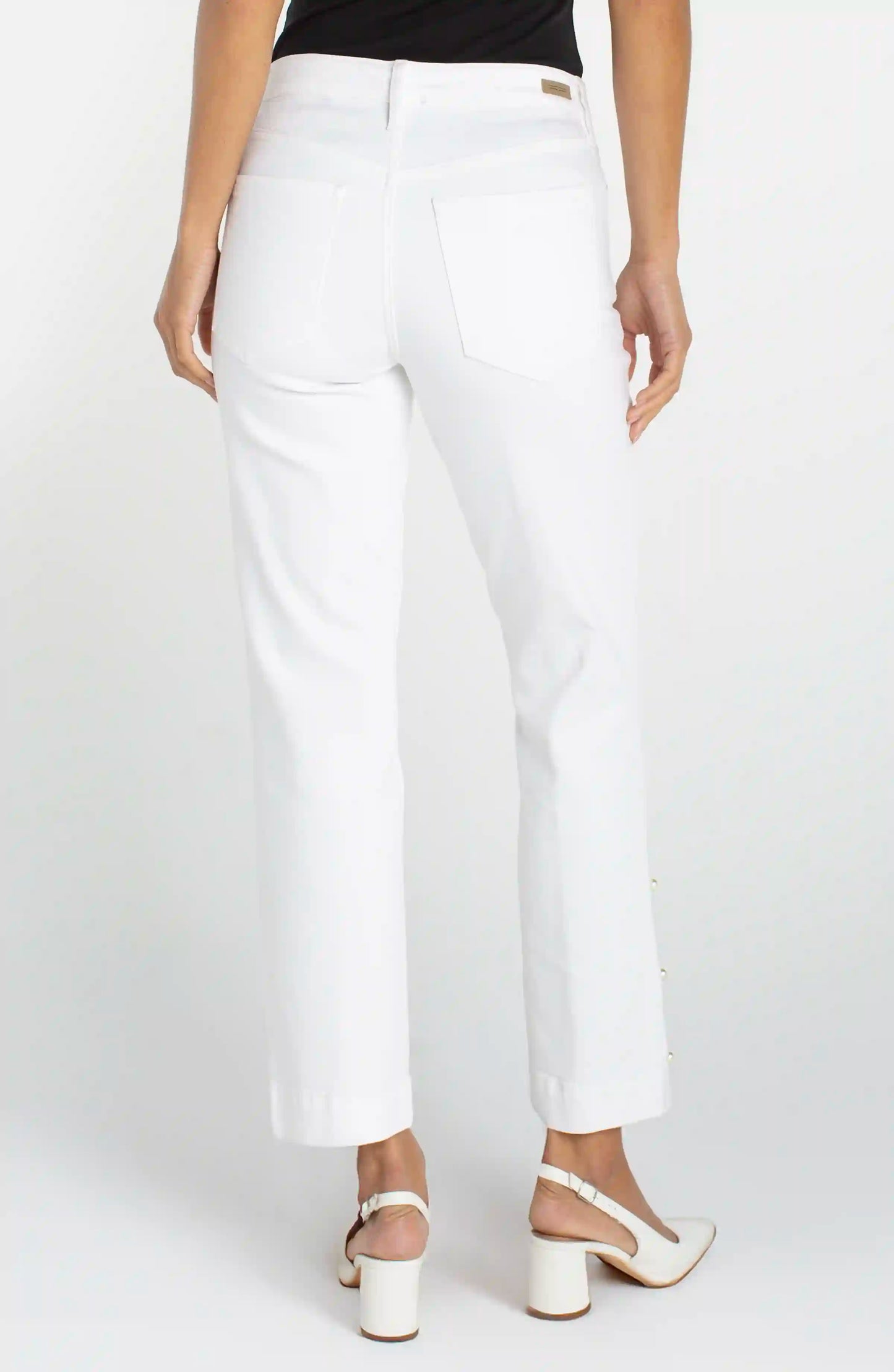 Kennedy Crop Straight Jean with Pearl Trim