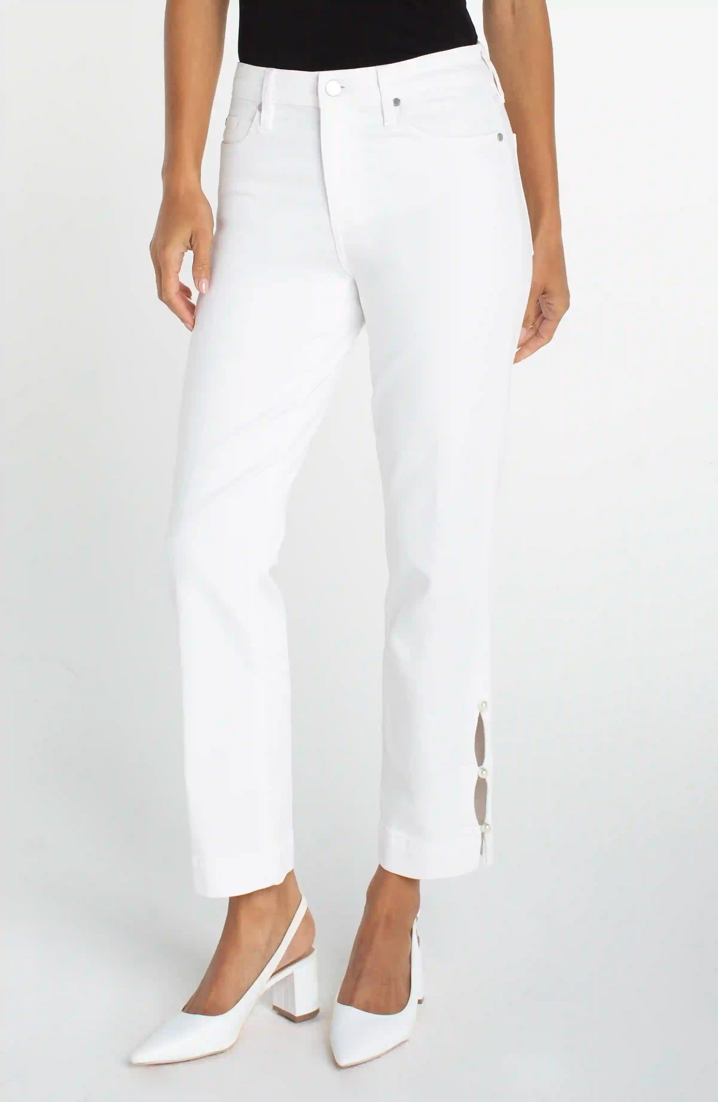 Kennedy Crop Straight Jean with Pearl Trim
