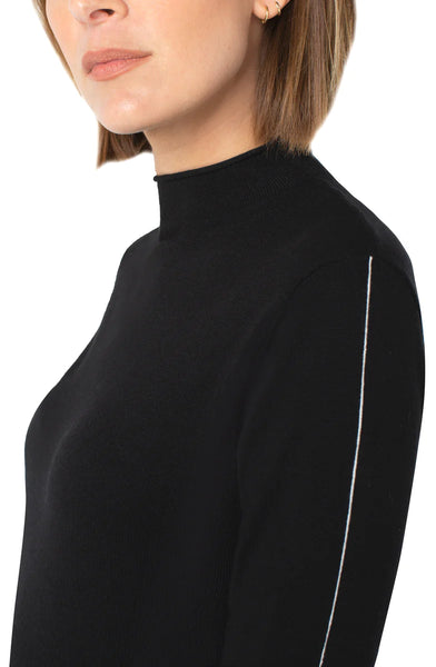 Mock Neck Rolled Hem Long Sleeve Sweater
